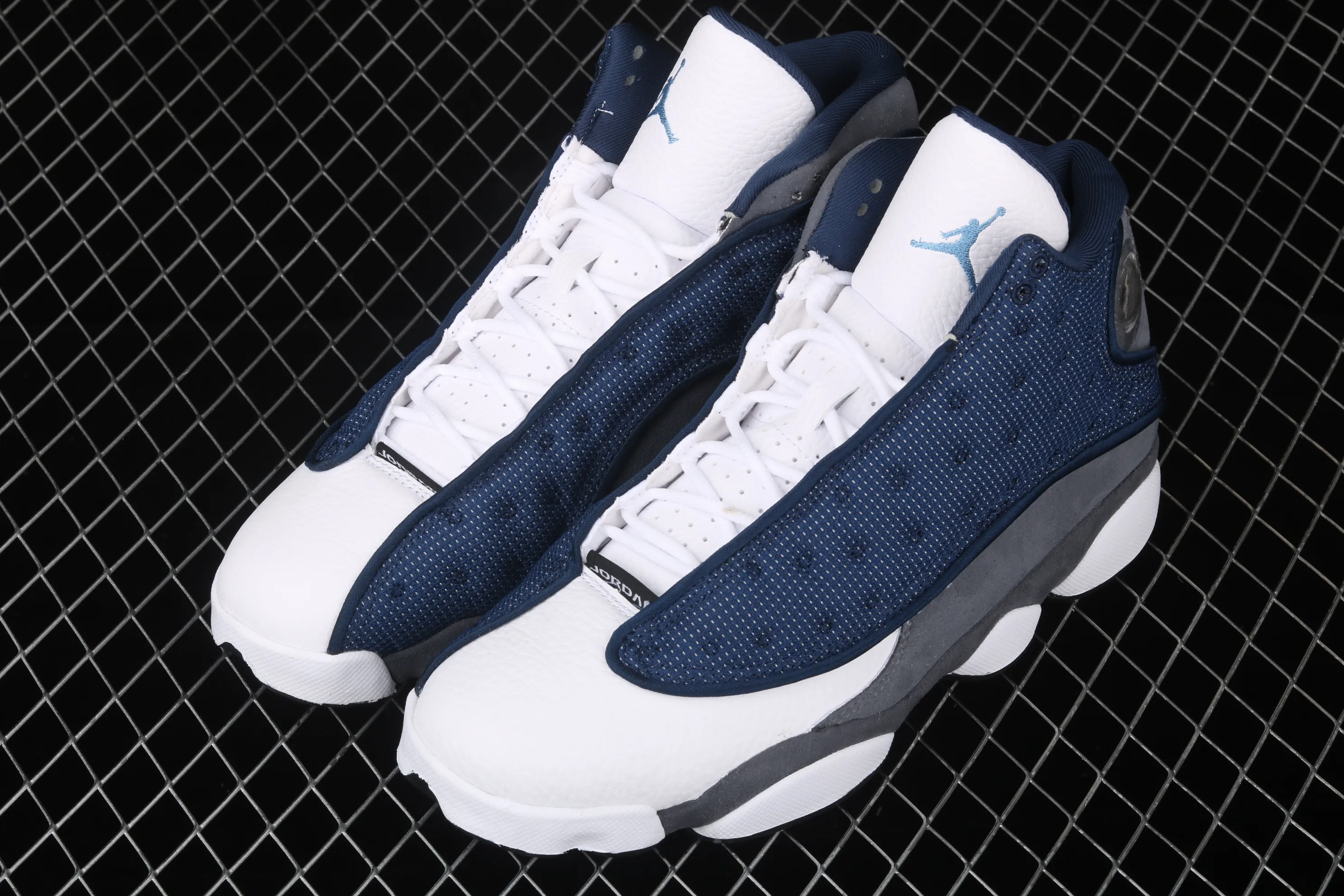 All categories Air Jordan Jordan series basketball shoes Air Jordan 13 Air Jordan 13 Flint GIGI AJ13 Joe 13 white blue navy blue 3M reflective version 415171-404